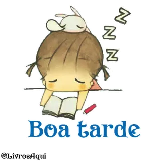 🤓 Boa tarde buon pomeriggio, assonnato, dormire, cartone animato, carino, ragazza telegram sticker