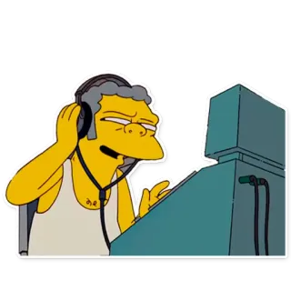 🎧 Moe Szyslak The Simpsons cartoon, the simpsons, moe, moe szyslak, bartender, computer, headphones telegram sticker