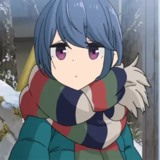 😶 Rin Shima Laid-Back Camp Anime, Garota, Camping, Cachecol, Inverno, Fofa, Yuru Camp, Rin Shima telegram sticker