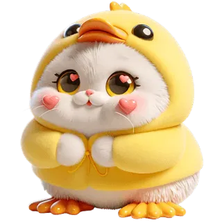 😍 kot, kaczka, słodki, zwierzę, kreskówka, kawaii, chibi telegram sticker
