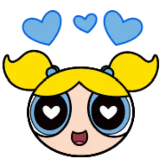 😻 Bubbles The Powerpuff Girls Мультфильм, Милый, Сердечки, Блоссом, Суперкрошки telegram sticker