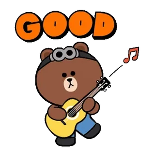 🐻 Brown GOOD Bär, Cartoon, Gitarre, Gut telegram sticker