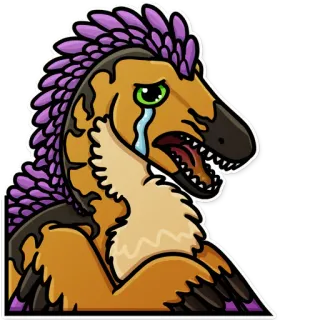 😭 공룡, 벨로시랩터, 슬픈, 우는, 동물, 만화, 스티커 telegram sticker