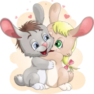 ❤️ 卡通兔子, 兔子, 动物, 爱心, 可爱, 爱, 兔子 whatsapp sticker