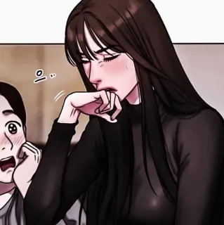 🗝 으 kobieta, smutny, płacz, koreański, kreskówka, webtoon telegram sticker