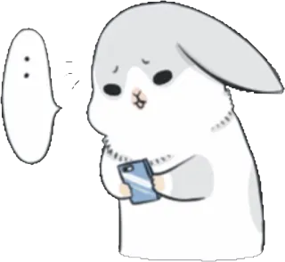 😔 konijn, spook, cartoon, telefoon, verdrietig, schattig telegram sticker