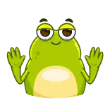 👋 青蛙, 蟾蜍, 动物, 可爱, 卡通, 绿色 whatsapp sticker