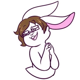 💋 coniglio, cartone animato, personaggio, animale, coniglio, occhiali, animazione telegram sticker