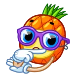 🤔 ananas, fruit, dessin animé, personnage, lunettes telegram sticker