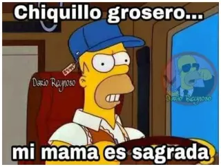 😠 Homer Simpson The Simpsons Chiquillo grosero...
mi mama es sagrada Homer Simpson, The Simpsons, cartoon, funny, meme telegram sticker
