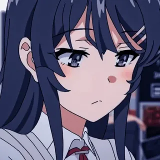 😒 Mai Sakurajima Rascal Does Not Dream of Bunny Girl Senpai 动漫, 女孩, 悲伤, 可爱, 校服 telegram sticker