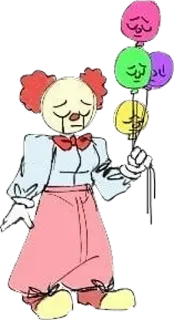 🤡 palhaço, triste, balões, personagem, arte, ilustração whatsapp sticker
