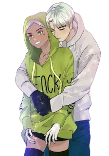 🤗 F*CK naklejka, anime, kreskówka, obraźliwe, bluza z kapturem, przytulanie, przekleństwo telegram sticker