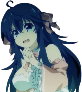 😓 anime, garota, triste, chorando, cabelo azul, fofa telegram sticker
