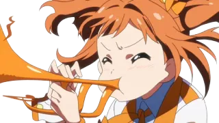 😣 Anime, Ragazza, Tromba, Cartone animato, Strumento musicale telegram sticker