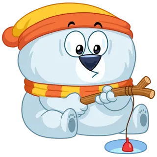 🎣 ours, hiver, pêche, dessin animé, glace, froid, animal telegram sticker