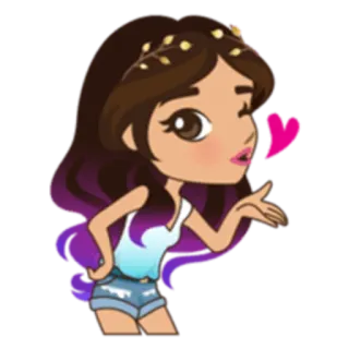 😘 girl, cartoon, blowing kiss, character, cute telegram sticker