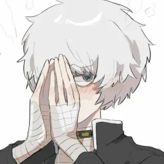 😳 anime, bende, capelli bianchi, viso coperto telegram sticker