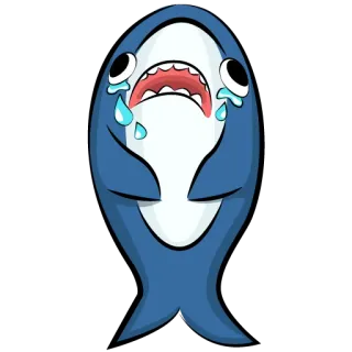 😭 tiburon, llorando, triste, azul, dibujos animados telegram sticker