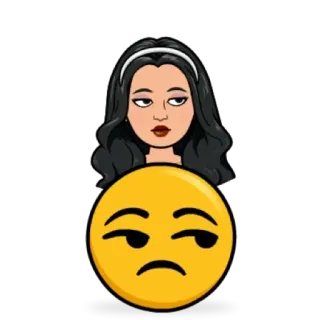 😒 emoji, khuôn mặt, hoạt hình, phụ nữ, tâm trạng, biểu cảm telegram sticker