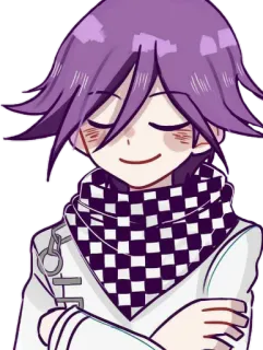 😌 Kokichi Oma Danganronpa 애니메이션, 단간론파, 오마 코키치, 귀여운, 스티커, 보라색 머리 telegram sticker