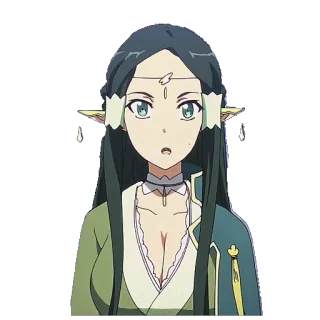 😲 anime, woman, character, fantasy, elf, illustration telegram sticker