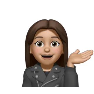 ❤️ Emoji, Mulher, Jaqueta de couro, Desenho animado, Retrato whatsapp sticker