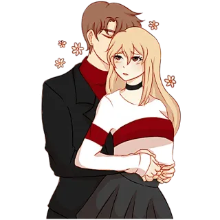 ❤️ pasangan, romantis, pelukan, cinta, anime, kartun whatsapp sticker