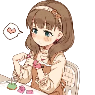 ❤️ girl, sewing, crafts, cute, illustration, artwork, cartoon telegram sticker