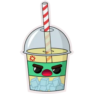 😡 bravo, bebida, beber, gelo, copo, desenho animado telegram sticker