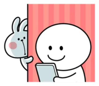 👀 кролик, мультфильм, стикер, милый telegram sticker