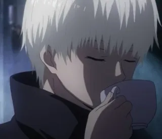 🌟 Ken Kaneki Tokyo Ghoul anime, Kaneki, drinking, Tokyo Ghoul, coffee telegram sticker