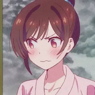 😖 gái anime, tức giận, hoạt hình, dễ thương, chibi, đỏ mặt whatsapp sticker