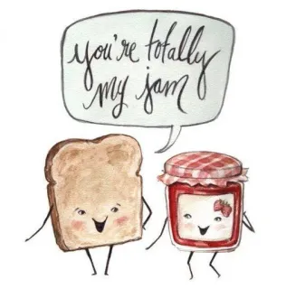 🥰 You're totally my jam essen, toast, marmelade, süß, cartoon, lustig, beziehung, freundschaft whatsapp sticker