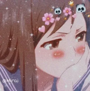 ❤️ @Mirai Аниме, Девочка, Милый, Каваий, Блестящий telegram sticker