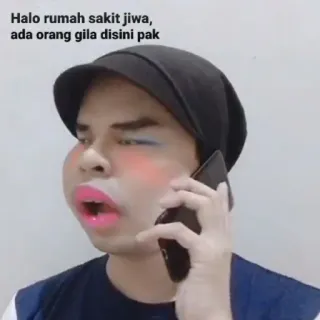 ✨ Halo rumah sakit jiwa, ada orang gila disini pak người, trang điểm, cuộc gọi, môi dày, kịch tính telegram sticker