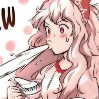 🥡 Desenho animado, Anime, Garota, Chá, Cabelo rosa telegram sticker