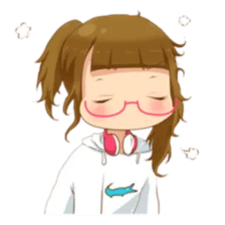 😑 Anime, Fille, Mignon, Dessin animé, Illustration, Autocollant telegram sticker