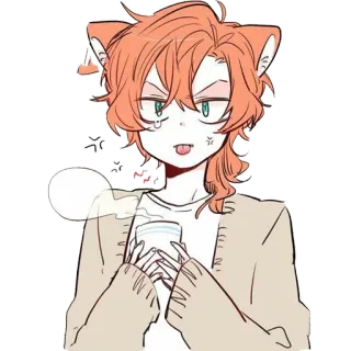 😛 Anime, Katzenohren, Zunge, Süß, Wütend telegram sticker