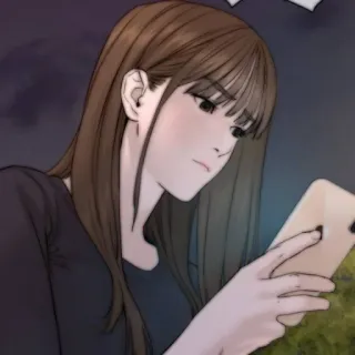 💌 Frau, Handy, Brünette, Koreanisch, Cartoon, Mädchen telegram sticker