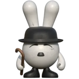 🎩 กระต่าย, ตัวละคร, หมวก, ไม้เท้า, หมวกโบว์เลอร์, การ์ตูน telegram sticker