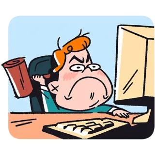 👨‍💻 bravo, frustrado, computador, escritório, estresse, trabalho telegram sticker