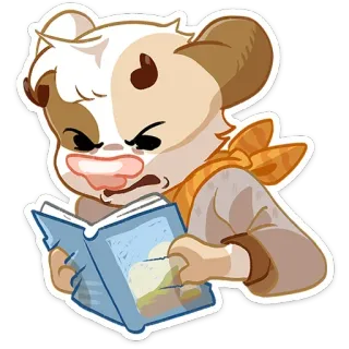 😠 lesen, Bär, Cartoon, Figur, Buch, Tier telegram sticker