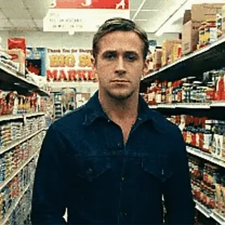 🚶‍♂️ Thank You For Shopping At BIG SAVE MARKET Ryan Gosling, Supermarkt, Meme, Grappig telegram sticker