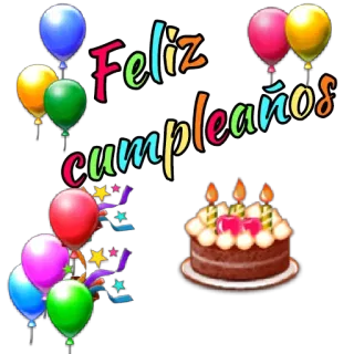 🎈 Feliz cumpleaños birthday, balloons, cake, celebration, feliz cumpleaños whatsapp sticker