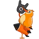 🤘 burung, roket, maskot, penggemar, oranye, lucu whatsapp sticker