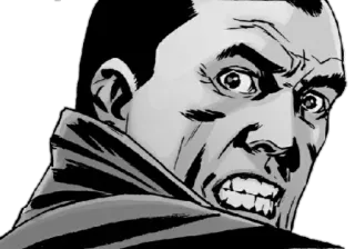😬 Negan The Walking Dead Comics, Bösewicht, wütend, Mann, The Walking Dead, Charakter telegram sticker