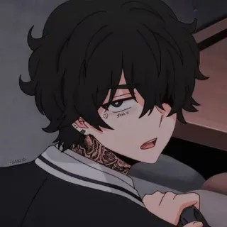 🖤 fuck u Аниме, Тату, Персонаж, Мультфильм, Оскорбительный, Эмо, Готика telegram sticker
