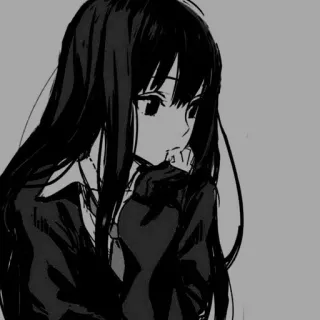 🌟 anime, gadis, rambut hitam, seragam sekolah, manga, sedih, merenung whatsapp sticker