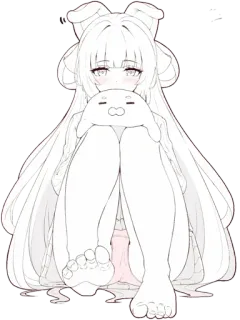 😍 Anime, Mangá, Desenho animado, Kawaii, Fofo, Orelhas, Garota, Sentada whatsapp sticker